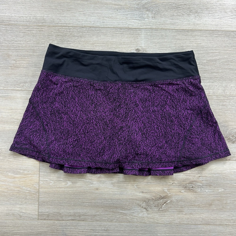 Lululemon Size 8 Aurora Black Purple Print 13" Circuit Breaker Pleated Skirt